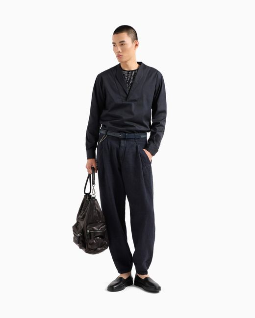 Pantaloni A Una Pince di Giorgio Armani in Blue da Uomo