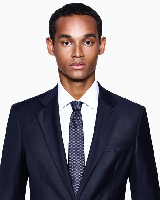 Giorgio Armani Blue Silk Tie With Jacquard Micro-Pattern for men