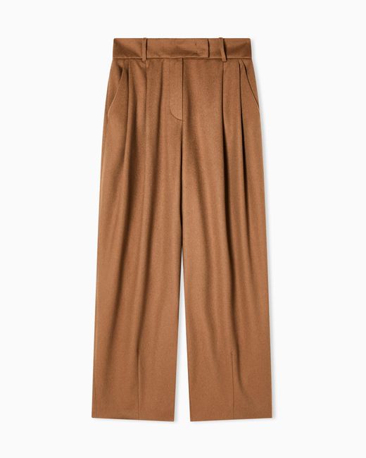 Giorgio Armani Brown Double-Pleat, Vicuña Wool Trousers