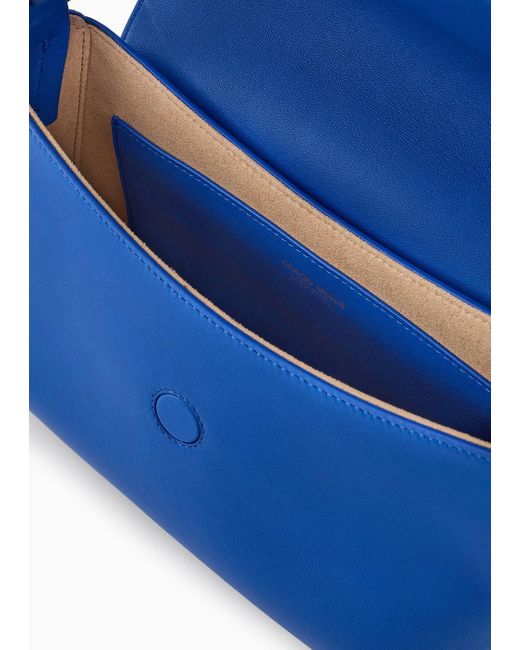 Giorgio Armani Blue Small La Prima Soft Baguette Bag In Nappa Leather