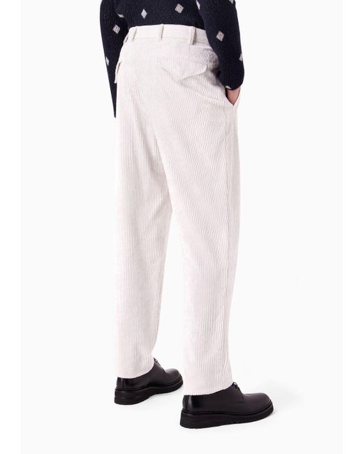Pantalon À Une Pince En Velours Côtelé Giorgio Armani pour homme en coloris  Blanc | Lyst