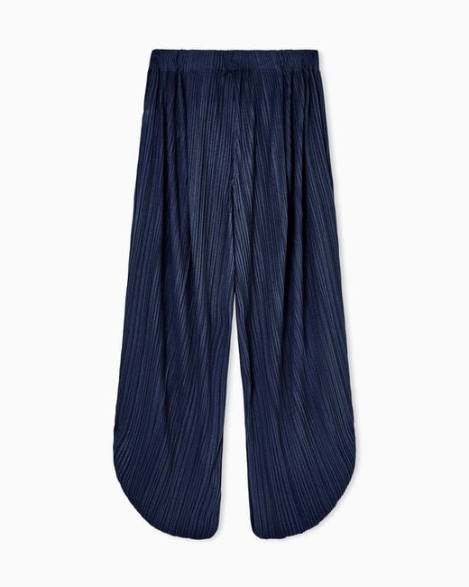 Giorgio Armani Blue Pleated Jersey Trousers