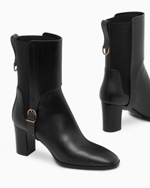 Giorgio Armani Black Boot With Rubber Details And Leather Sole