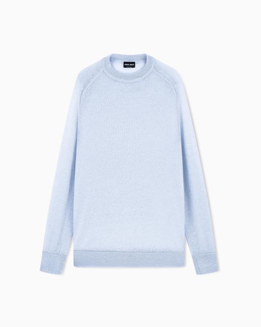 Giorgio Armani Blue Cashmere And Mohair Jumper for men
