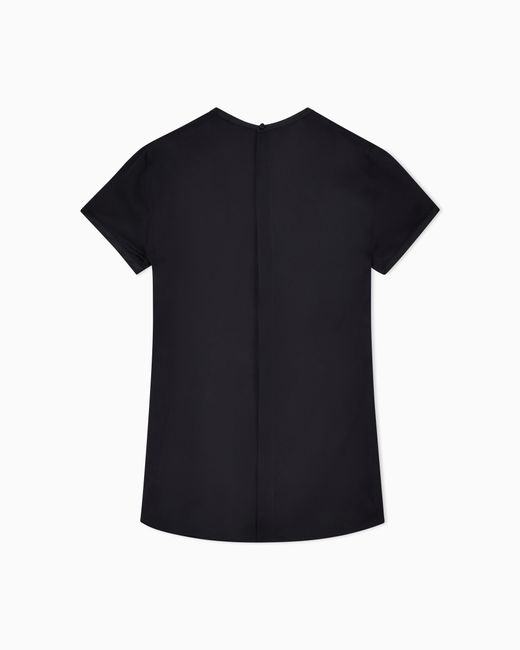 Giorgio Armani Black Silk Charmeuse Blouse With V Neckline