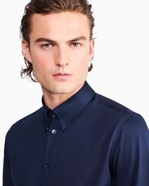Giorgio Armani Blue Cotton Shirt for men