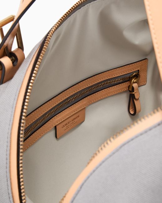 Giorgio Armani Blue Canvas Shopper Bag With Leather Details for men