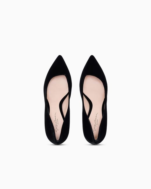 Giorgio Armani White Velvet Kitten Heel Pump