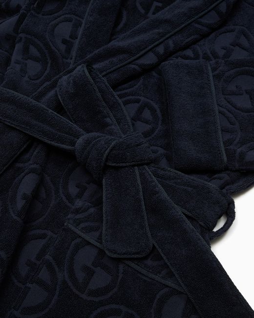 Giorgio Armani Blue Monogram Bathrobe for men