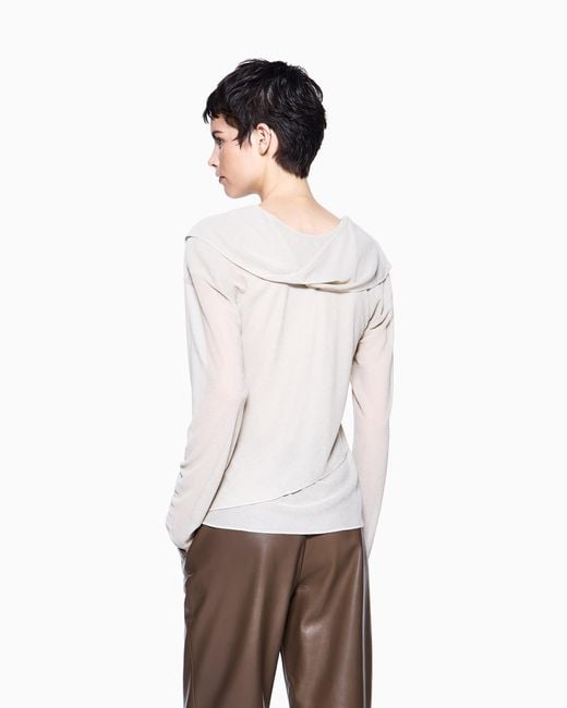 Giorgio Armani White Draped Effect Jersey Jumper