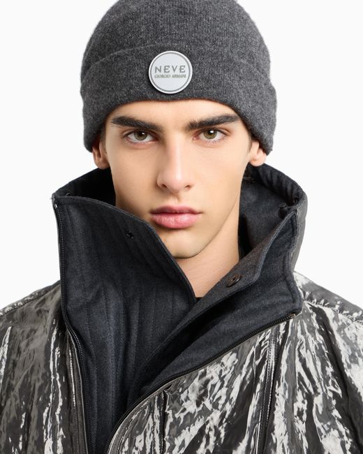 Giorgio Armani Black Neve Cashmere Beanie for men