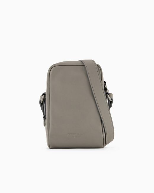 Giorgio Armani Gray Nappa-Leather Smartphone Case for men