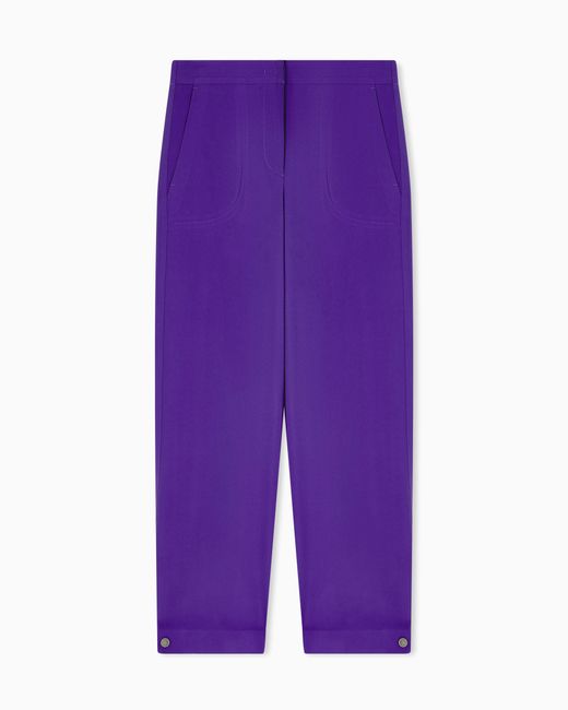 Giorgio Armani Purple Technical-Cady Straight Trousers