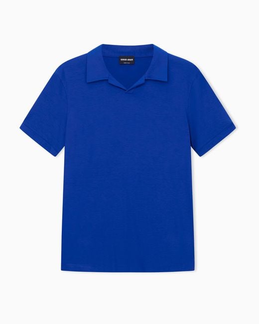 Giorgio Armani Blue Stretch Polo for men