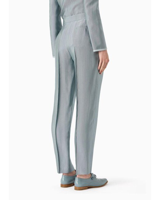 Pantaloni A Due Pinces In Viscosa Armaturata di Giorgio Armani in Gray