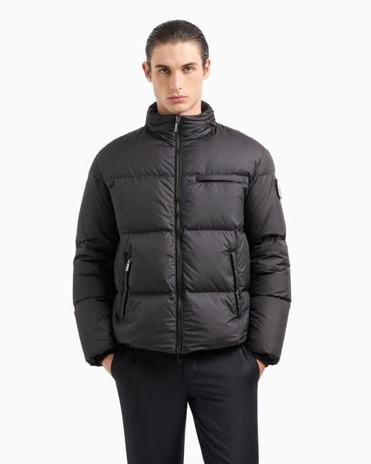 Giorgio Armani Blue Bomber Jacket With Goose-Down Padding Asv for men