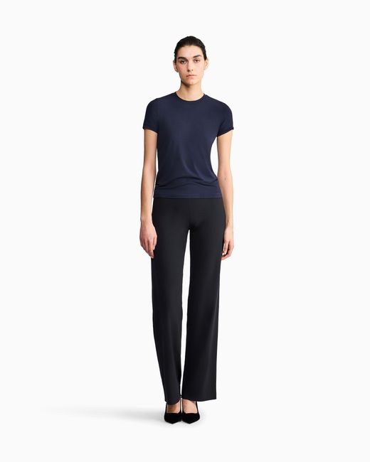 Giorgio Armani Blue Jersey T-Shirt With A Crew Neck And Short Sleeves