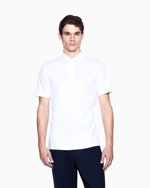 Giorgio Armani White Interlock Polo for men