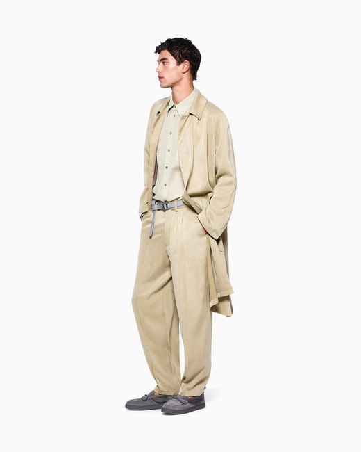 Giorgio Armani Natural Trouser Regular Fit Washed Lyocell Poplin for men