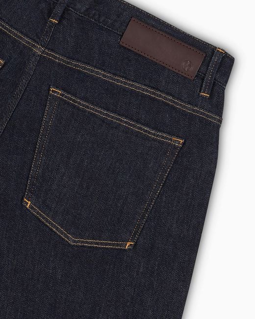 Giorgio Armani Blue Five-Pocket, Regular Fit, Stretch Cotton-Denim Trousers for men