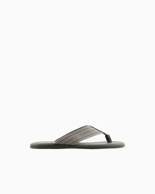 Giorgio Armani White Webbing Thong Sandals for men