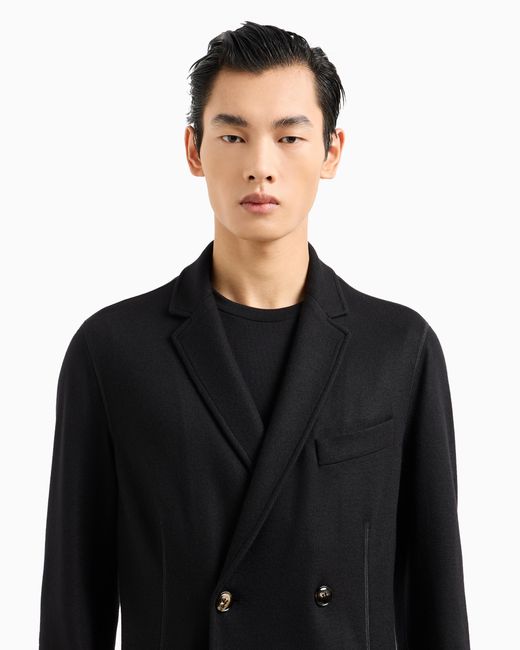 Veste Croisée Icon En Interlock De Cachemire Foulé Giorgio Armani pour homme en coloris Black
