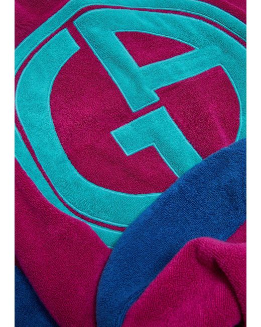 Giorgio Armani Pink Two-toned Beach Towel With Jacquard Logo