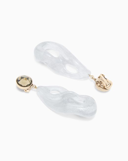 Giorgio Armani White Clip-On Earrings With Resin Pendant