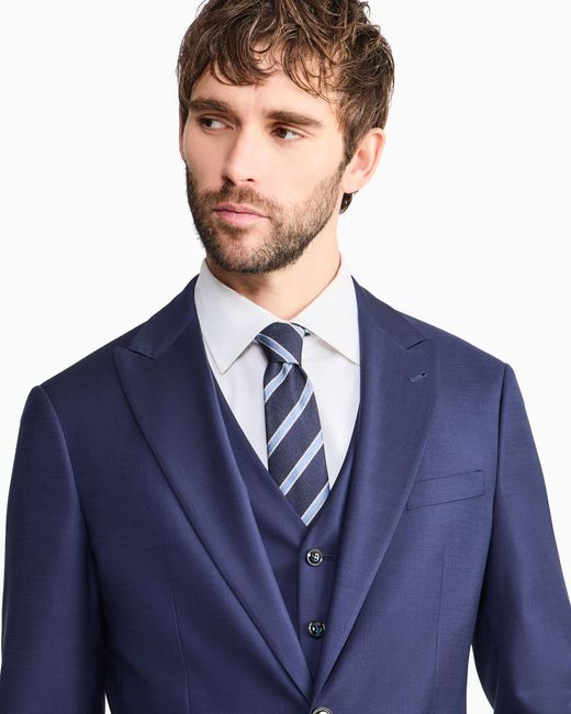 Giorgio Armani Blue Soho Line, Single-Breasted, Micro-Armure Wool Suit for men
