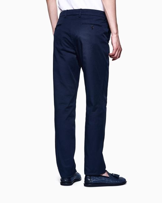 Giorgio Armani Blue Flat-Front Trousers for men