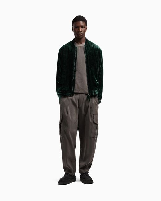 Pantalones Con Una Pinza En Mezcla De Seda Lavada Giorgio Armani de hombre de color Gray