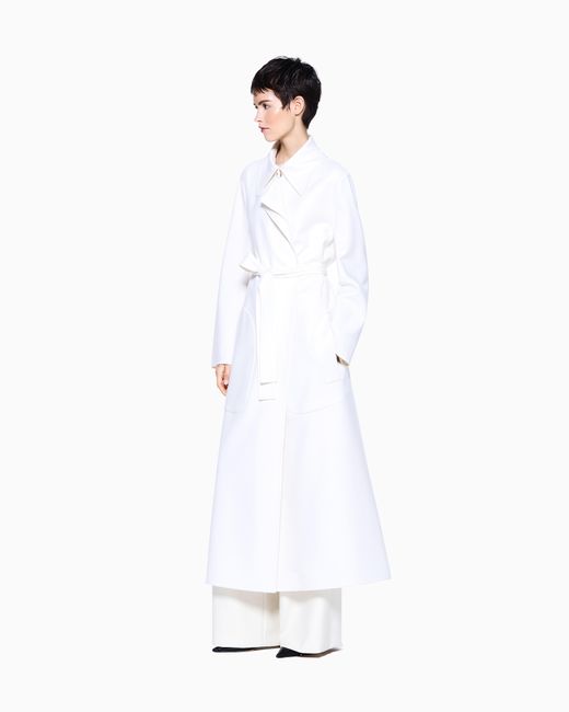 Giorgio Armani White Virgin-Wool Long Coat