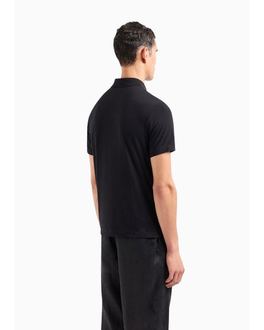 Giorgio Armani Black Asv Short-sleeved Viscose-jersey Polo Shirt for men