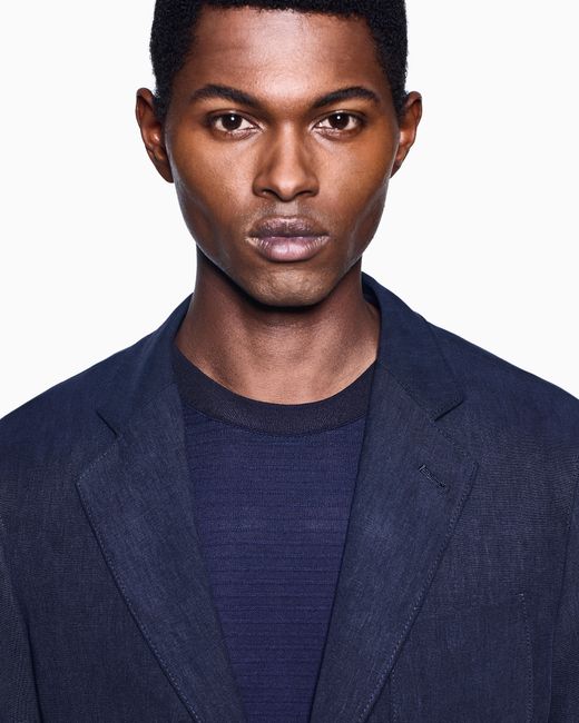 Giorgio Armani Blue Upton Line Single-Breasted Jacket for men