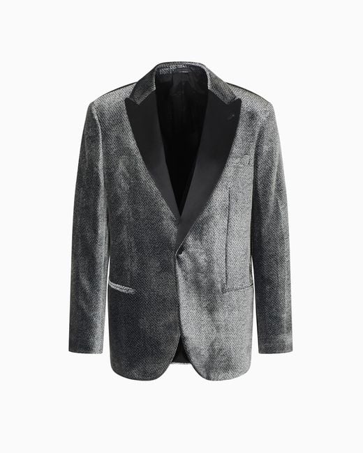 Veste De Smoking Giorgio's À Simple Boutonnage En Velours Micro-Dévoré Giorgio Armani pour homme en coloris Gray