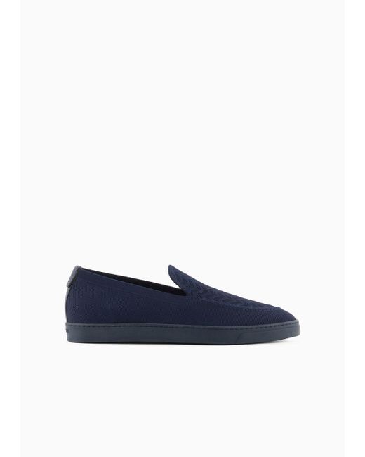 Giorgio Armani Asv Slip-on Aus Chevron-jacquard-stoff Mit Fischgrat-muster in Blue für Herren