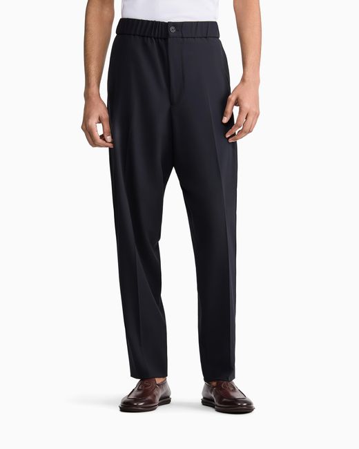 Giorgio Armani Black Single-Pleat, Pure Virgin Wool Crêpe Trousers for men