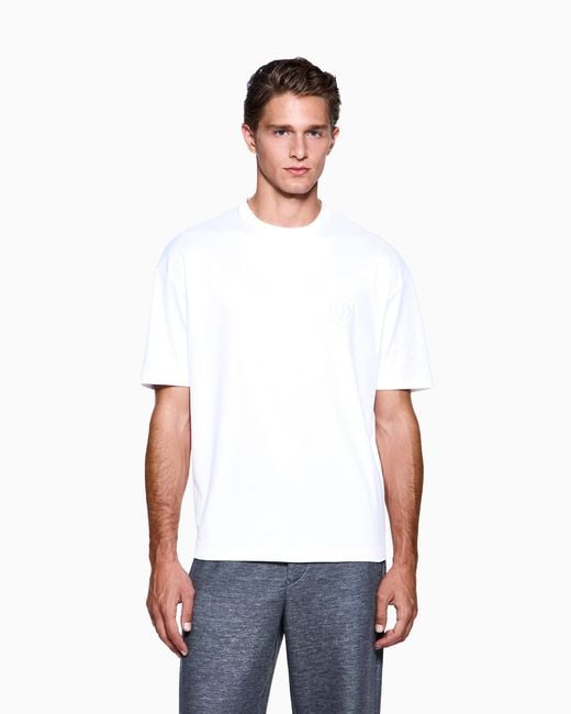 Giorgio Armani White Organic Cotton Interlock Crew-Neck T-Shirt for men