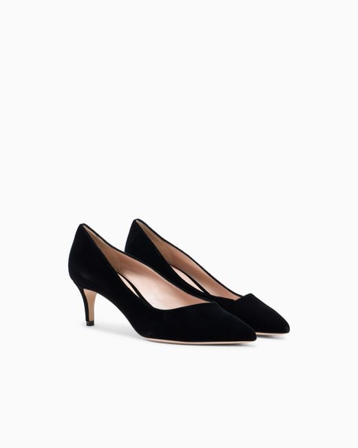 Giorgio Armani White Velvet Kitten Heel Pump