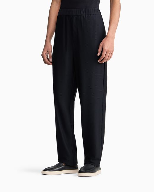 Giorgio Armani Blue Technical Waffle Flat-Front Trousers for men