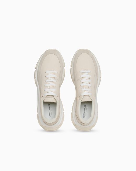 Giorgio Armani White Suede Sneakers for men