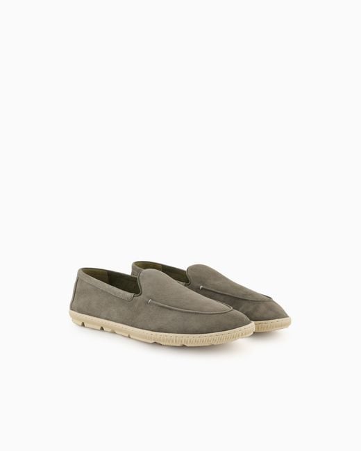 Giorgio Armani White Suede Slip-Ons for men