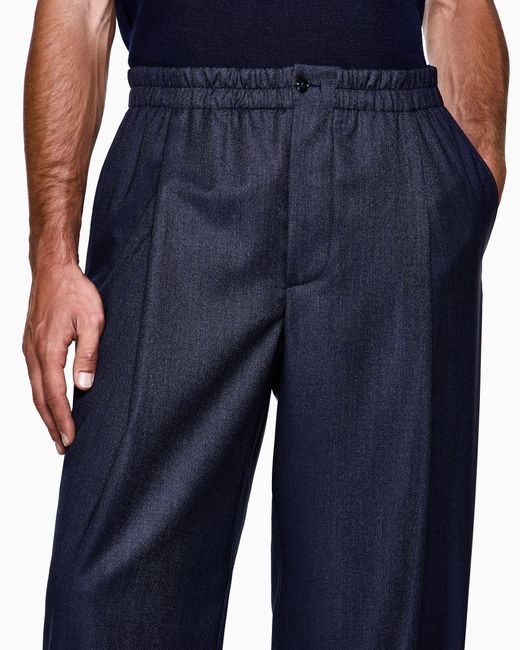Giorgio Armani Blue Double-Breasted Denim-Effect Wool Suit for men