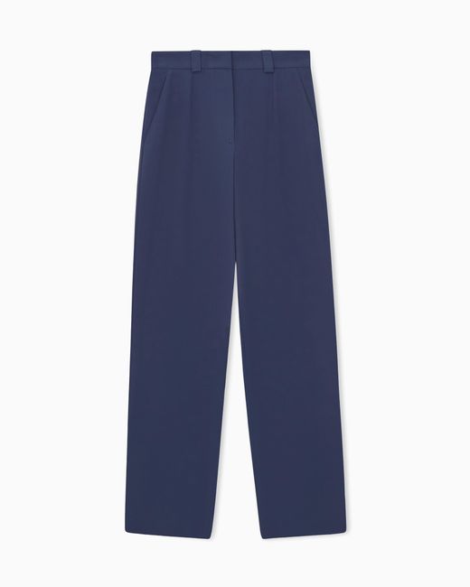 Giorgio Armani Blue Trouser Regular Fit Straight Flat Front