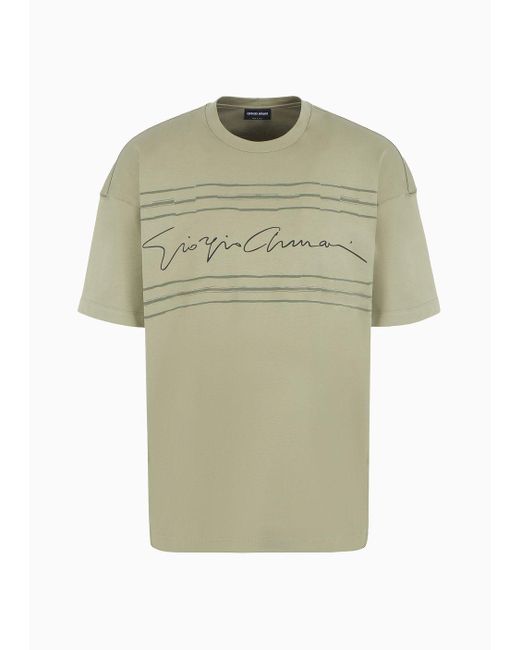 T-shirt Girocollo In Jersey Di Cotone Biologico Asv di Giorgio Armani in Green da Uomo