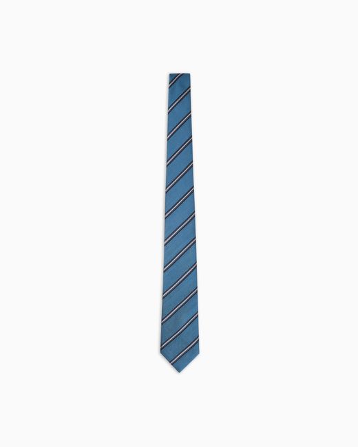 Giorgio Armani Blue Silk Regimental Jacquard Tie for men