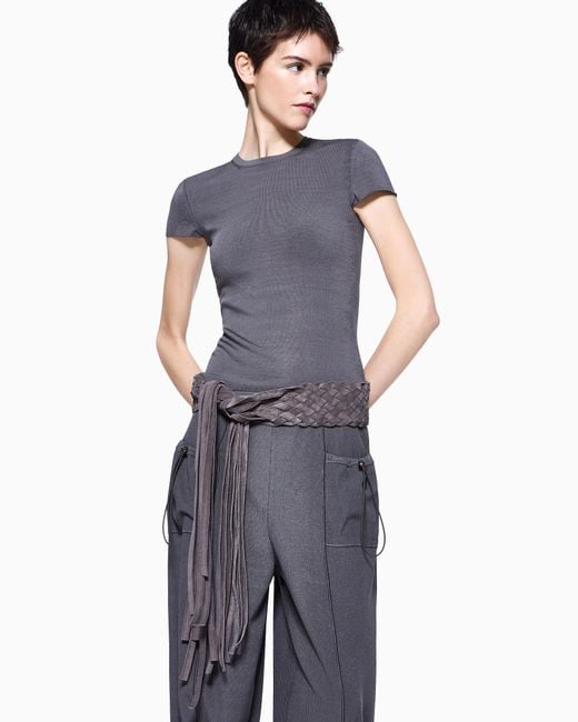 Giorgio Armani White Woven Suede Belt