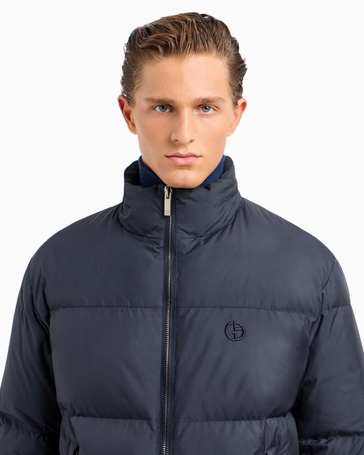 Giorgio Armani Blue Bomber Jacket With Goose-Down Padding for men