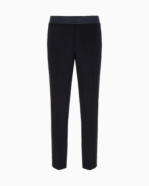 Giorgio Armani Blue Giorgio's Wool Crepe And Grosgrain Trousers for men