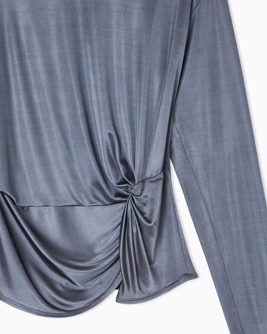 Giorgio Armani Blue Viscose Jersey Long-Sleeved Jumper
